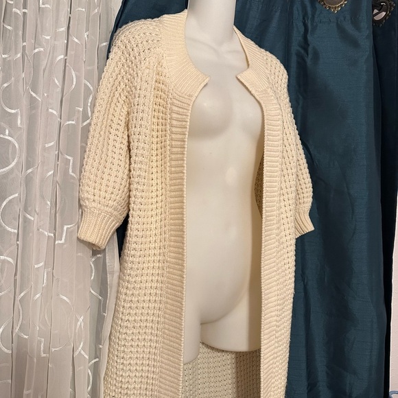 Express Sweaters - Express Cream Textured Open-Front Cardigan